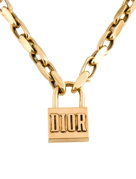 dior lock necklace gold|christian dior lock necklace.